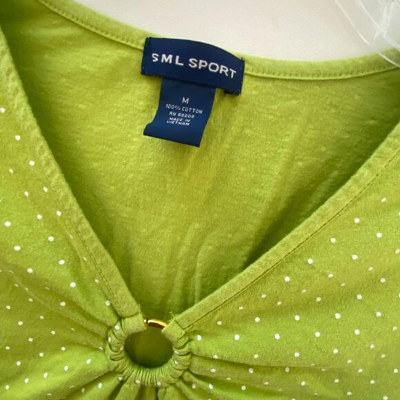 Green and White Polka Dot Top size Medium tee t-shirt - Picture 7 of 7